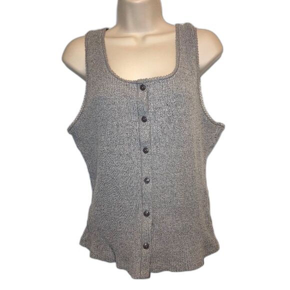 FREE PEOPLE Intimately Most Wanted Racerback Button Down Tank Grey Womens Large - Picture 1 of 12